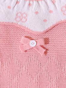 Vintaside Kids Baby Girl Knit Dress With Vintage Style Baby Girl Dress, Design With Patchwork Embroidery Collar
