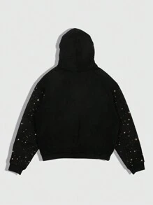 ROMWE MEN Street Life Moletom com Capuz Simples com Impressão de Letras para Homens, Uso Diário Casual