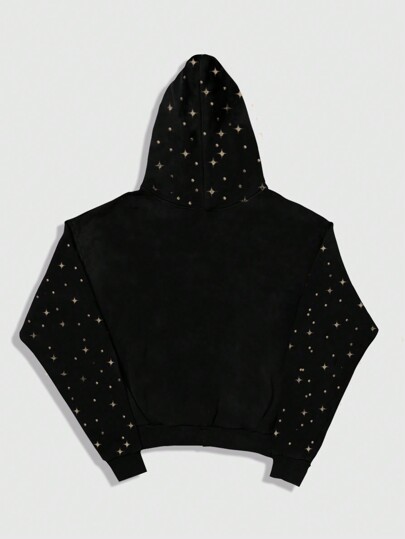 Street Life Sudadera con capucha y cremallera de manga larga con estampado total para hombre, para otoño e invierno