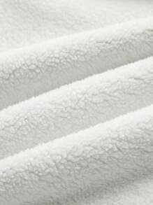 SHEIN BASICS 女士休闲纯色编织领长袖宽松保暖内衬保暖运动衫，日常通勤，温暖舒适，保暖护理 - 杏色 - 查看 9