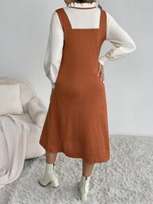 SHEIN Vestido de maternidad 2 en 1 con cuello con volantes, para invierno