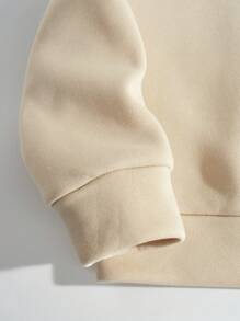 INAWLY 圣诞快乐雪人和姜饼人热饮印花女士长袖圆领休闲运动衫，适合秋冬季 - 杏色 - 查看 5