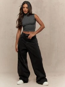 MISSGUIDED 泽西条纹亨利领修身长袖上衣搭配紧身长裙休闲两件套