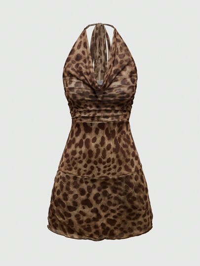 J-Fashion Women's Leopard Print Sexy Club Mini Dress