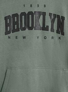 RueChic Cotton Men Letter Printed Regular Hoodie Set - Army Green - View 5