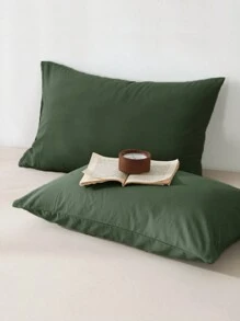 1 件提花绿色高端透气防起球方形装饰枕套/枕套，适用于单人床/双人床/大号床/特大号床