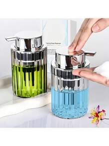 1 件装洁面乳起泡器和洗手液按压瓶 - 发泡沐浴露和洗发水的神器！这款特殊的轻奢分装瓶可产生丰富的泡沫。非常适合洁面乳、洗手液等。这款时尚实用的必备品可提升您的日常清洁程序 - 銀色 - 查看 3