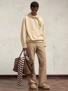 AKNOTIC Business Casual Pantalones casuales de pierna recta holgados y de cintura media para hombres, aptos para uso diario - Caqui - Ver 2