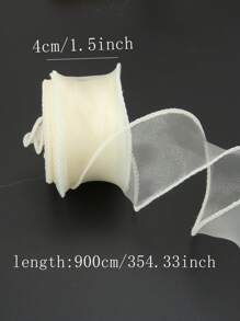 1 rol 4 cm * 900 cm beige gerolde rand lint, perfect voor bloemen- en artistieke verpakkingen, strikken, platte geschenkverpakkingen, bruiloften, festivals, feesten, Halloween-decoraties Kerstmis voor het geven van vakantiecadeaus
