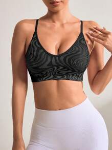 Easithlete 女士无缝高弹力运动背心，带字母印花，健身上衣，健身背心 - 彩色 - 查看 7