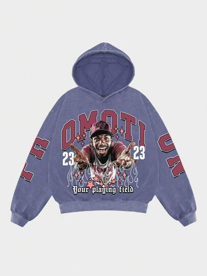 Street Life sweat-shirt à capuche court vintage délavé pour hommes, style de rue