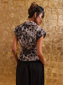 COSMINA Women's Fashion Splatter Print Wide Strap Jacket For Autumn - Multicolor - View 2