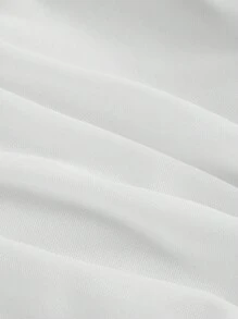 SHEIN MOD Áo thun tay dài hở vai lưới 2 trong 1 màu mơ dành cho nữ, phong cách phương Tây, cổ điển, thập niên 70, tiệc độc thân - trắng - Xem 3
