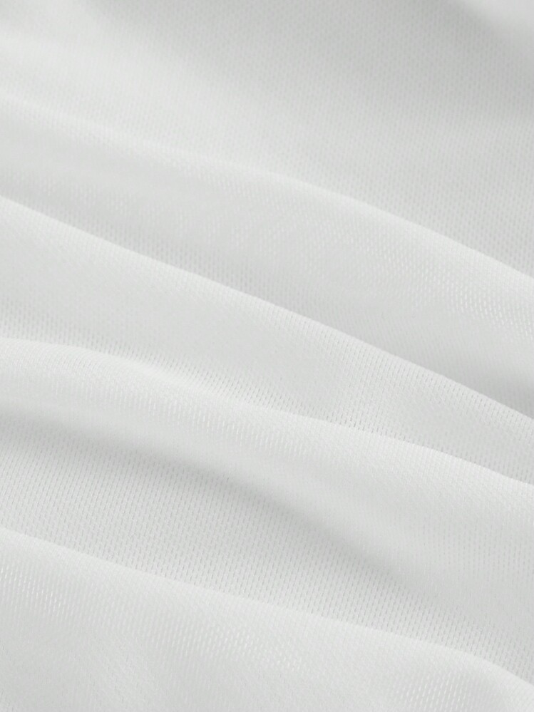 SHEIN MOD Apricot Off-Shoulder Mesh 2in1 Trumpet Sleeve Long Sleeve Women's Top,Western,Vintage,70s,The Bachelorette - White - View 3