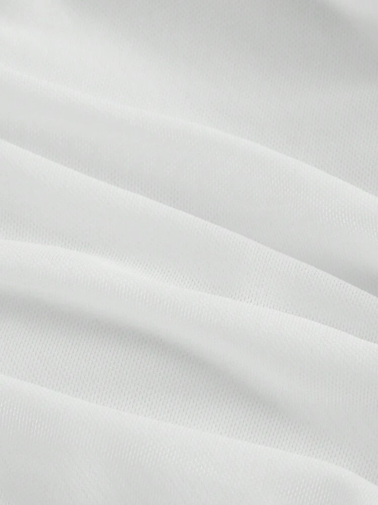 SHEIN MOD Top femme à manches longues trompette 2 en 1 à épaules dénudées en maille abricot, style western, vintage, années 70, The Bachelorette - Blanc - Voir 3