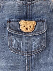 SHEIN Vintaside Kids 嬰兒男童條紋印花長袖上衣和牛仔鬆緊褲套裝