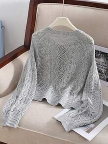 SHEIN Tween Girls Oversized Casual Cardigan Sweater, Comfortable & Versatile, Soft & Warm - Purple - View 2