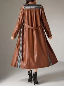 Modelyn Damen einfarbige Jacke mit Krawattenfront und Knopfverschluss, Langarm, Lässig - Khaki - Übersicht 2