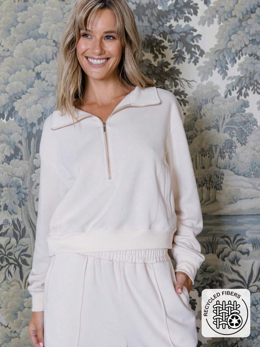 Aralina Áo nỉ dài tay có khóa kéo nửa dành cho nữ Luxe Fleece