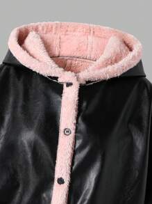 Jacket For Teen Girls, Casual Fluffy Lining Thicken Thermal Lined Bomber Jacket, Autumn/Winter