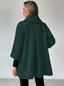 SHEIN Clasi 1 件女式纯色前扣长袖休闲上衣，适合日常穿着 - 墨綠色 - 查看 2