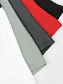 5pcs/Pack Men Contrast Color Letter Print Elastic Waist Boxer Briefs