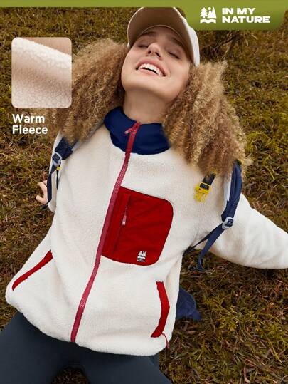 In My Nature Women's Colorblock Zipper Hoodie With Pockets, Autumn/Winter Outdoor Fleece Jacket