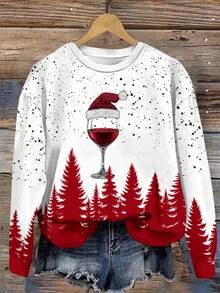 SHEIN LUNE 休闲简约图案印花圆领宽松女式运动衫，适合夏季 - 彩色 - 查看 4