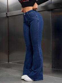 SHEIN Tall 1pc Women's Casual Front Button Pocket Jeans, Everyday Wear