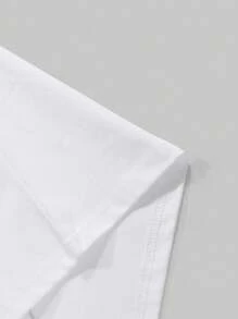 Manfinity EMRG 男士 T 恤，男士青春街头风格卡通图案印花宽松白色短袖 T 恤，正反面双面图案印花，图案 T 恤，趣味 T 恤，白色男士 T 恤 - 白色 - 查看 6