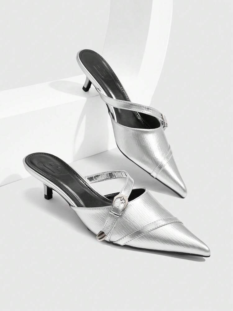 CUCCOO SZL Women's Pointed Toe Low Heel Shoes, European And American Fashion Style, Buckle Strap Detail For Christmas And New Year Holiday Vibe Fall And Winter