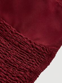 SHEIN MOD White Summer Solid Button Front Halter Top - Burgundy - View 4