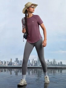 In My Nature 女士时尚简约纯色剪裁下摆户外T恤徒步旅行女装 - 紫丁香色 - 查看 6