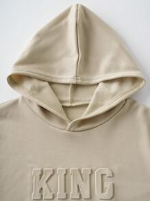 SHEIN 青少年男童压纹休闲套头卫衣 - 杏色 - 查看 4