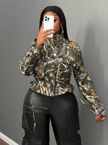 Slaydiva Women's Full Print Zipper Front Long Sleeve Casual Jacket - Multicolor - View 2