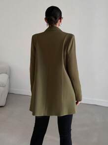 EURMUSE Lapel Neck Double Breasted Blazer - Khaki - View 2