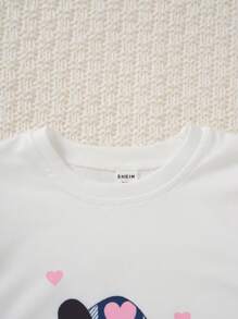 SHEIN Tween Girl Panda Print Crew Neck Long Sleeve Top And Plaid Pattern Pants Casual Comfortable Pajama Set - Blue and White - View 5