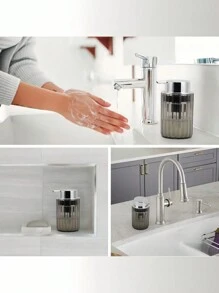 1 件装洁面乳起泡器和洗手液按压瓶 - 发泡沐浴露和洗发水的神器！这款特殊的轻奢分装瓶可产生丰富的泡沫。非常适合洁面乳、洗手液等。这款时尚实用的必备品可提升您的日常清洁程序 - 銀色 - 查看 8