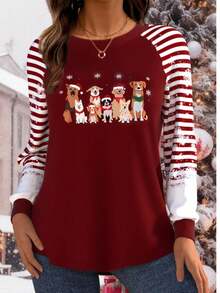 圣诞狗狗运动衫 圣诞狗狗爱好者上衣 圆领长袖连帽衫 节日狗狗主人礼物 - 紅色 - 查看 3