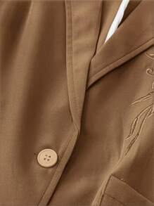 Chaqueta de blazer bordada talla grande para mujer, nuevo lanzamiento de otoño - Caqui - Ver 4
