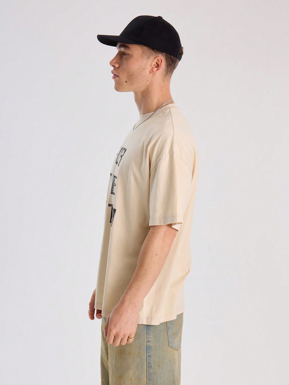 オーバーサイズ クルーネック 半袖 "FOR THE YOUTH" グラフィックプリントTシャツ 春夏必需品