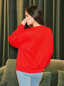 Zolique Elegant Solid Color Floral 3D Decor Sweatshirt, Autumn Christmas Sweatshirt Winter Outfits Thermal Winter Women Clothes Pullover Fall Outfit