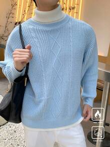 Claim Dot 男士纯色圆领休闲宽松针织毛衣，适合秋冬季 - 彩色 - 查看 6