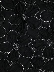 SHEIN Clasi 大码女式花卉拼色亮片派对衬衫 - 黑色 - 查看 6