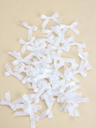 50 st/förpackning Färgglada bandrosetter Presentförpackning Dekoration Hantverk Kortdekoration, Håraccessoarer, Smycken rosetter, Bröllopsfestdekoration, Juldekoration, Rumsinredning, Heminredning-Vit jul för julklappsutdelning