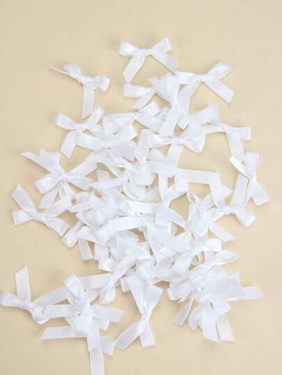 50Pcs/Pack Colorful Ribbon Bows Gift Packaging Decoration Handicraft Card Decoration, Hair Accessories, Jewelry Bows, Wedding Party Decoration,Christmas Decor,Room Decor,Home Decor-White Christmas For Holiday Gift Giving