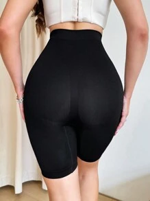 Prendas moldeadoras para mujer, shorts de control de abdomen de alta elasticidad, pantalones de yoga - Negro - Ver 3