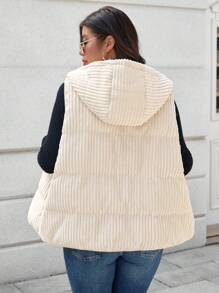 SHEIN LUNE Plus Size Vest Padded Coat With Hooded And Pockets, Warm And Thickened Winter Coat New Years Holiday Thermal - Apricot - View 2