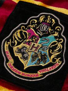 HARRY POTTER X SHEIN 动物图案刺绣连帽抓绒毯，可穿戴，礼品，春/冬，返校季 - 黑色 - 查看 7