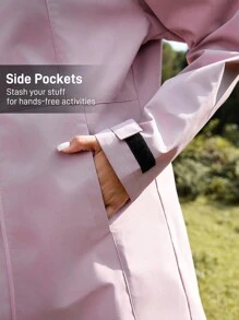 In My Nature 女士户外徒步和通勤防水连帽夹克 - 粉色 - 查看 4